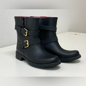 Women’s 6 Kate Spade New York Buckle Strap Black Rubber Waterproof Rain Boots